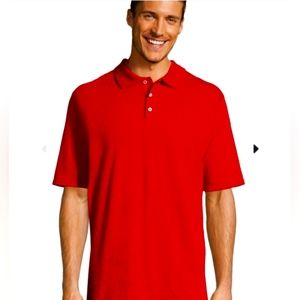 NEW HANES MEN'S FRESHIQ™ X-TEMP® RED POLO SS TSHIRT SIZE=XLARGE